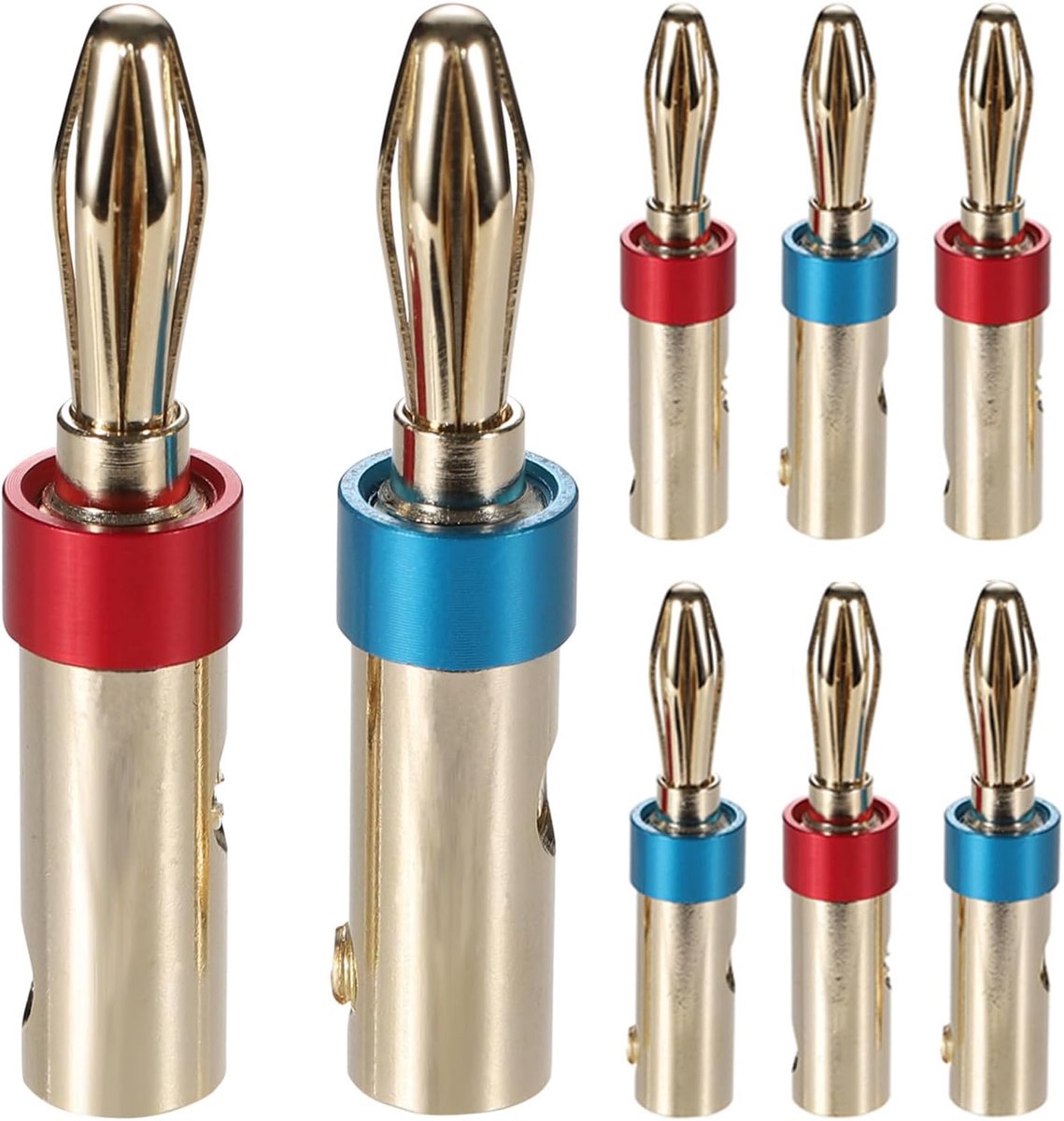 SnelShoppen - 8 Stuks 4mm Speaker Banana Plugs, Goud-geplateerde Aansluitingen voor Luidsprekers, Audio/Video Ontvangers, Versterkers & Thuisbioscoop