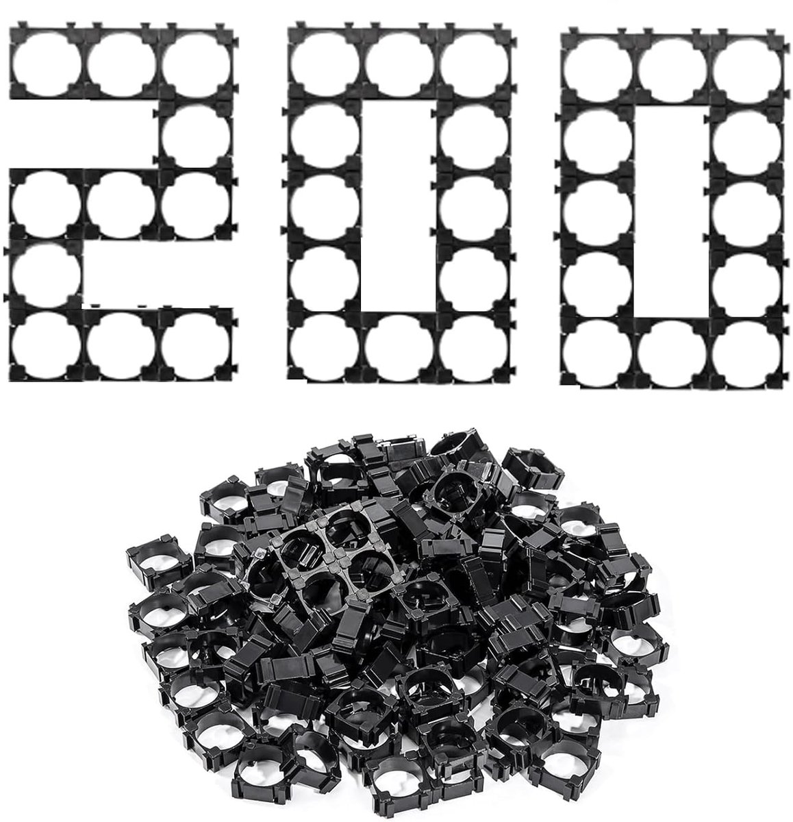 SnelShoppen - 200pcs Li-ion Batterijhouders, 18650 Batterijhouder, Cylindrische Batterijhouder voor DIY Projecten, Vuurvast ABS+PC Materiaal, Ideaal v