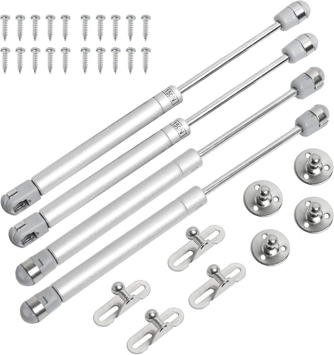 SnelShoppen - Set van 4 Gasveren 150N/15kg voor Keukenkasten, Hydraulische Schokdempers, Stalen Schokdempers, Zachte Sluitingen voor Kasten, Ramen en