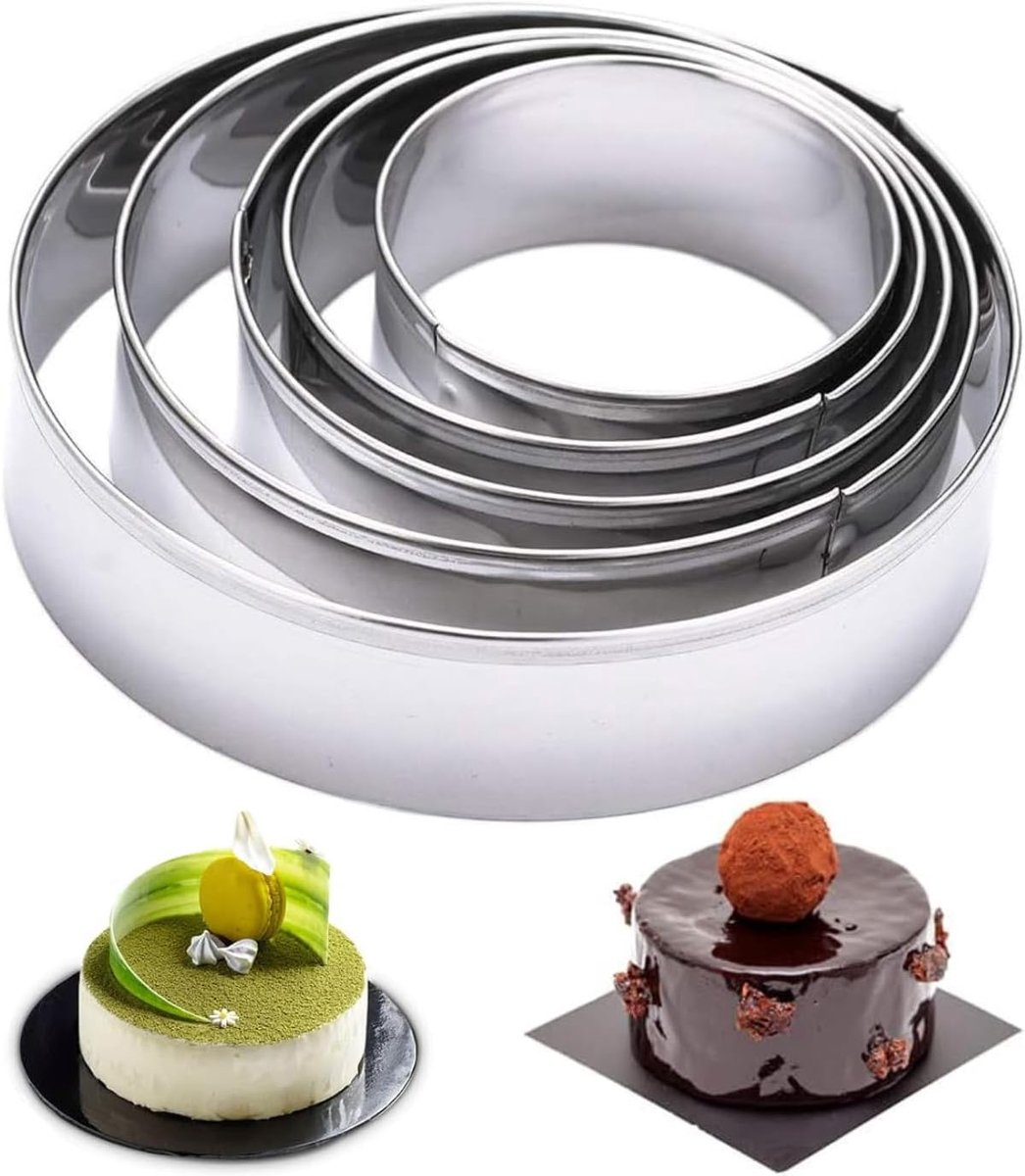 Round Cookie Cutters, 5 Round Cutters, 5 Stainless Steel Round Cutters, Round Cutters for Cake, Fondant, Cake, Baking - ShopVlot