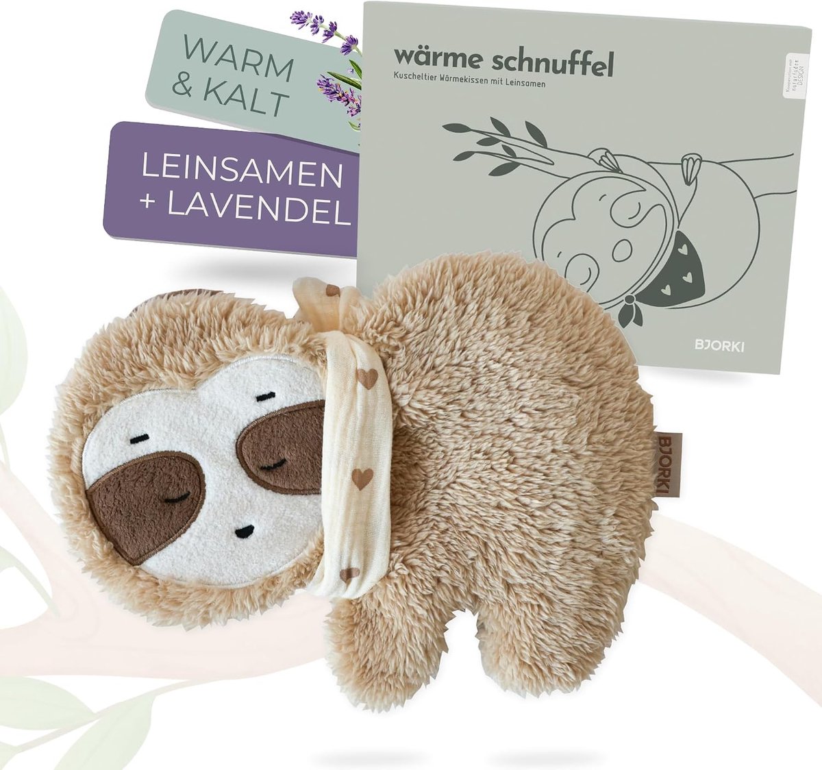 BJORKI Warmtekussen voor baby's en kinderen, knuffeldier, magnetronwarm met lijnzaadvulling, perfect als - ShopVlot