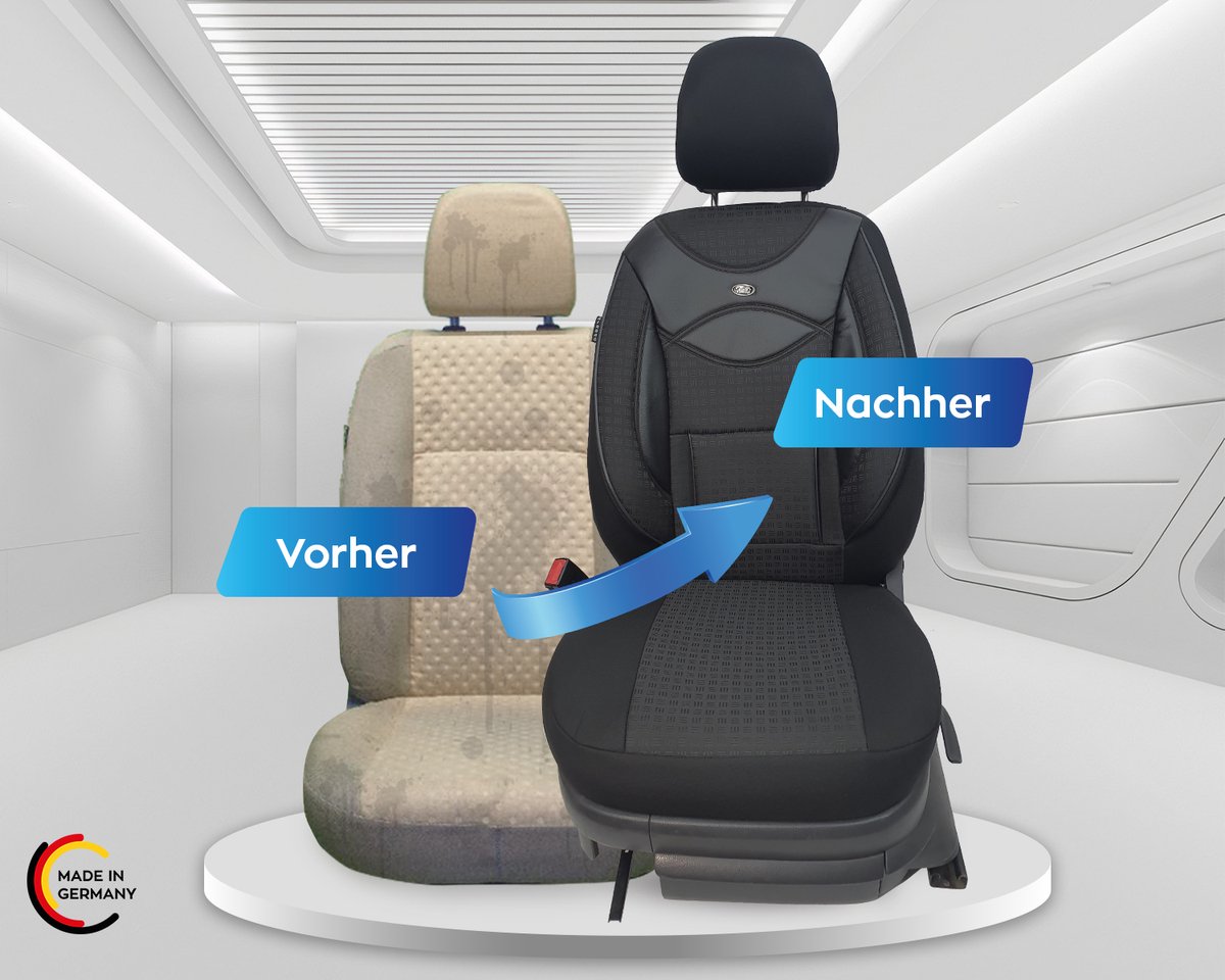 Autostoelhoezen voor bestuurders- en passagiersstoel geschikt voor BMW 1er Bj ab 2017 – Zwart