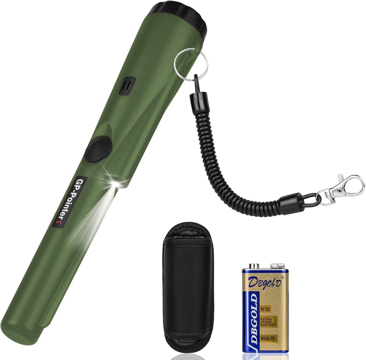 SnelShoppen - Flintronic Metaaldetector Vinder, 360° Waterdichte Handvinder met LED en Leren Hoes, Ideaal voor Het Vinden van Goud, Munten en Zilver (