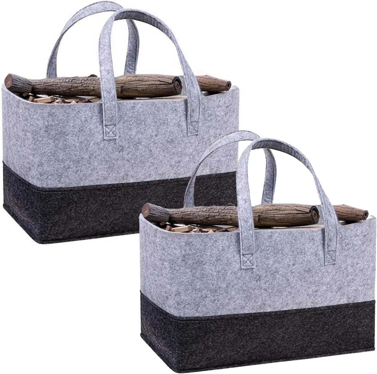 SnelShoppen - Grote Vilt Shopper Tas 30L Vouwbare Opbergzak voor Hout, Speelgoed, Winkelen, Reizen en Picknick - 38 x 25,5 x 25,5 cm - Set van 2