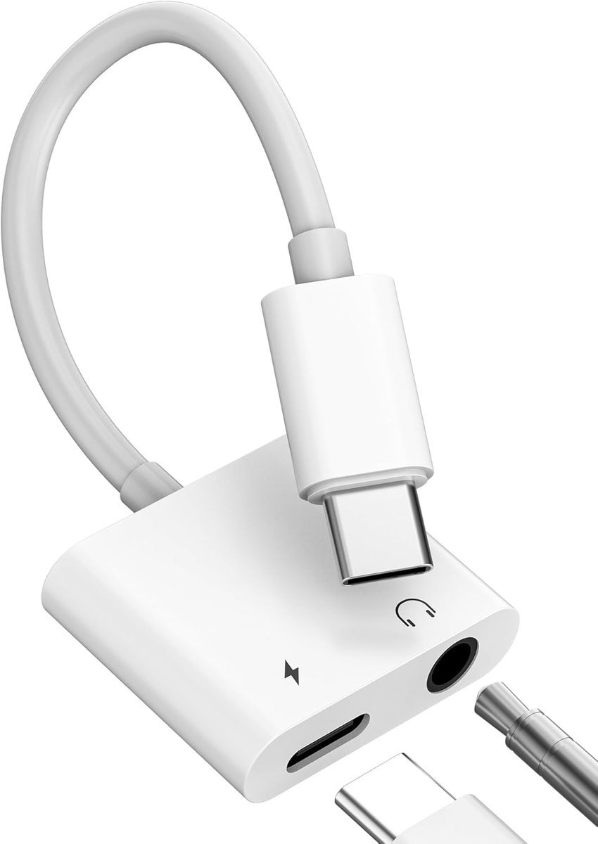 SnelShoppen - USB C naar Jack 3.5mm Adapter met Oplaadfunctie - 2 in 1 Audio Splitter voor Hoofdtelefoon en Snellader - Compatibel met Apple iPhone 16