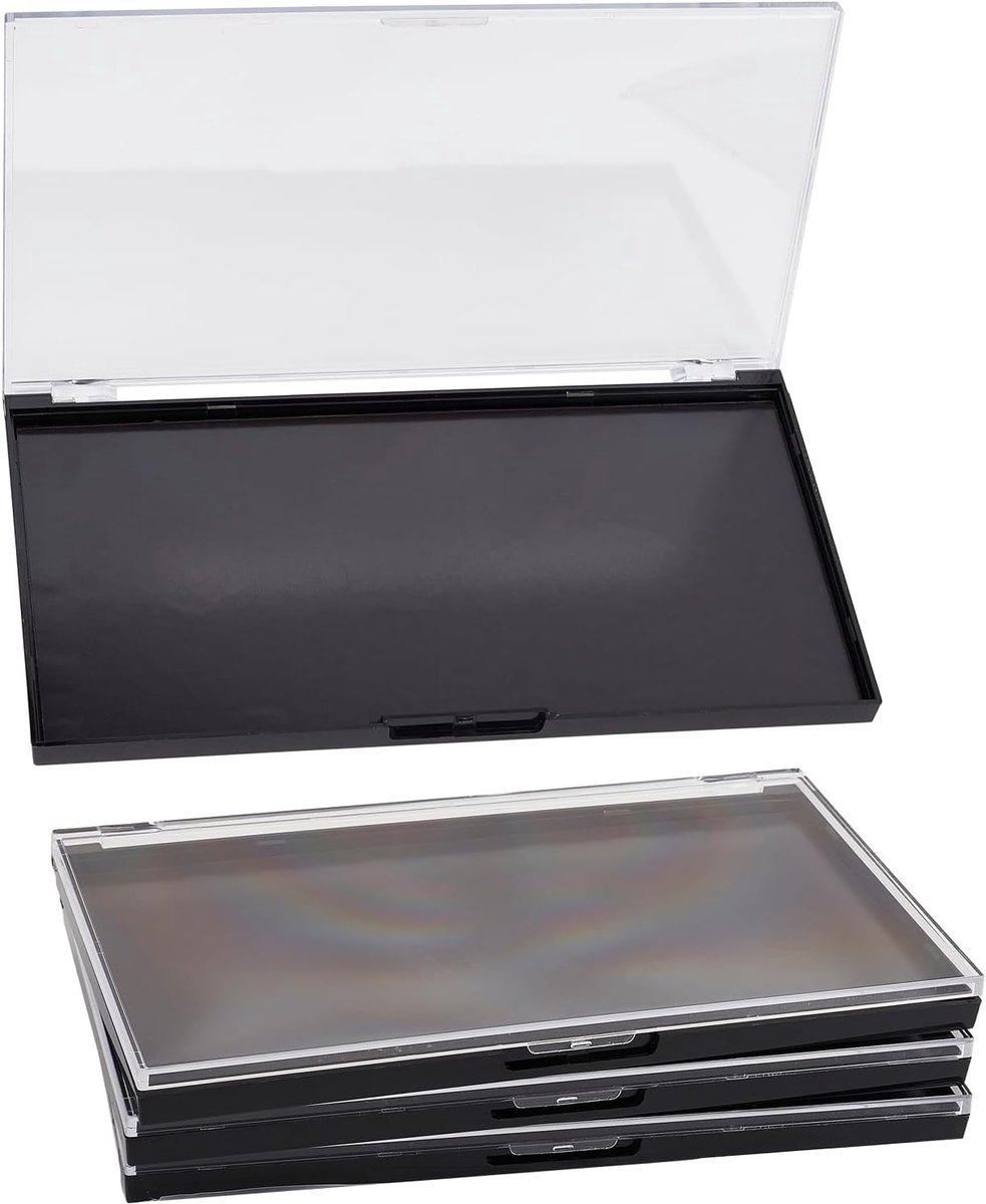 SnelShoppen - 3-delig Make-up Palet Magnetisch 19 x 10 x 0,6 cm met Transparante Top Rectangulaire Opbergdoos voor Make-up Dispenser