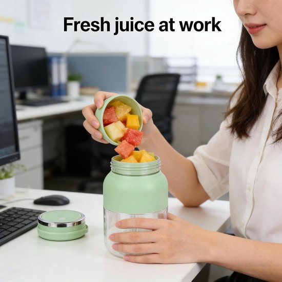 Mixer Fles - Smoothie Maker - Verse Sappen Maken - 38 Roestvrijstalen Messen - 1200 ml - Groen — afbeelding 3