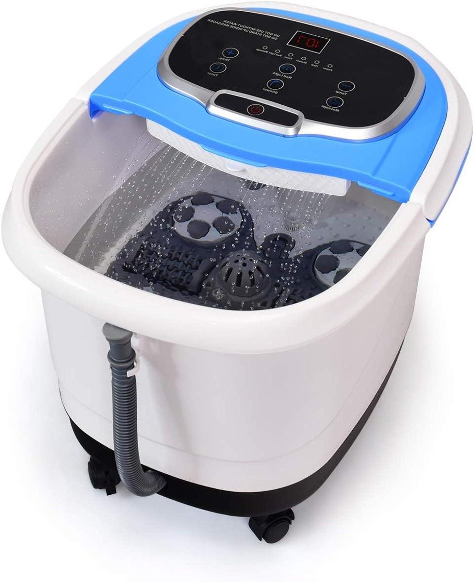 Voetbad massageapparaat - Voetenbad warm - Ontspanning na werk - Instelbare temperatuur - 15 liter inhoud - Grijs blauw