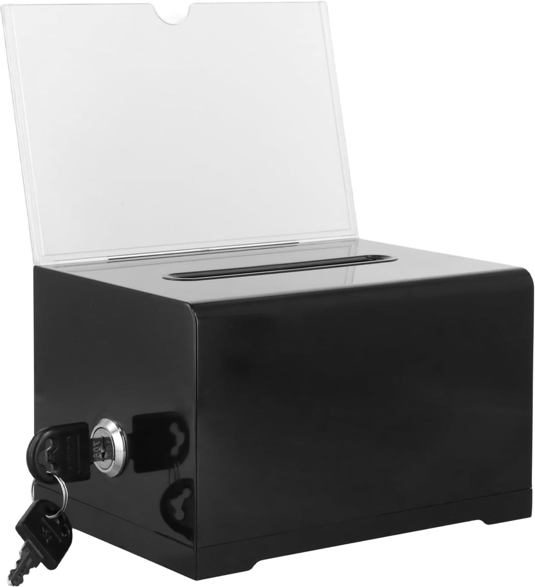 Stemhokje zwart - acryl donatiebox - afsluitbaar met sleutel - perfect voor evenementen - ShopVlot