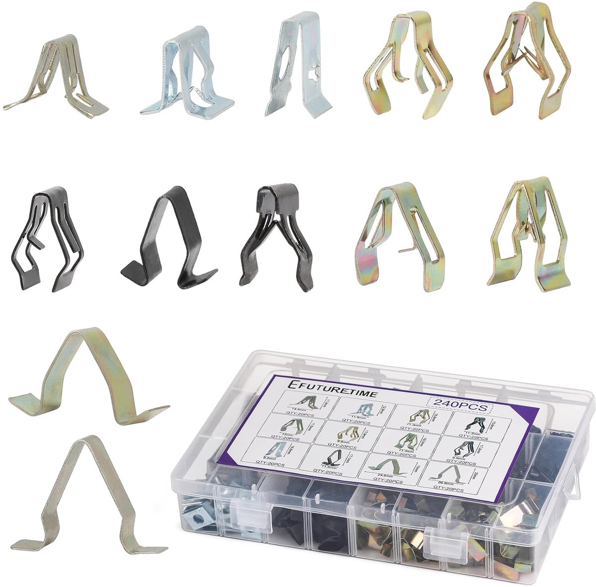 Car fixing clips 240 stuks - 12 verschillende types - metalen trim panel - handig voor interieurafwerking - SnelShoppen