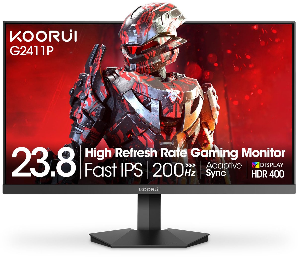 SnelShoppen - 24 Inch Gaming Monitor Full-HD 1080P, 200Hz, IPS, 1ms, Adaptive Sync, VESA Bevestigbaar, HDMI/DP, Laag Blauw Licht, 99% sRGB