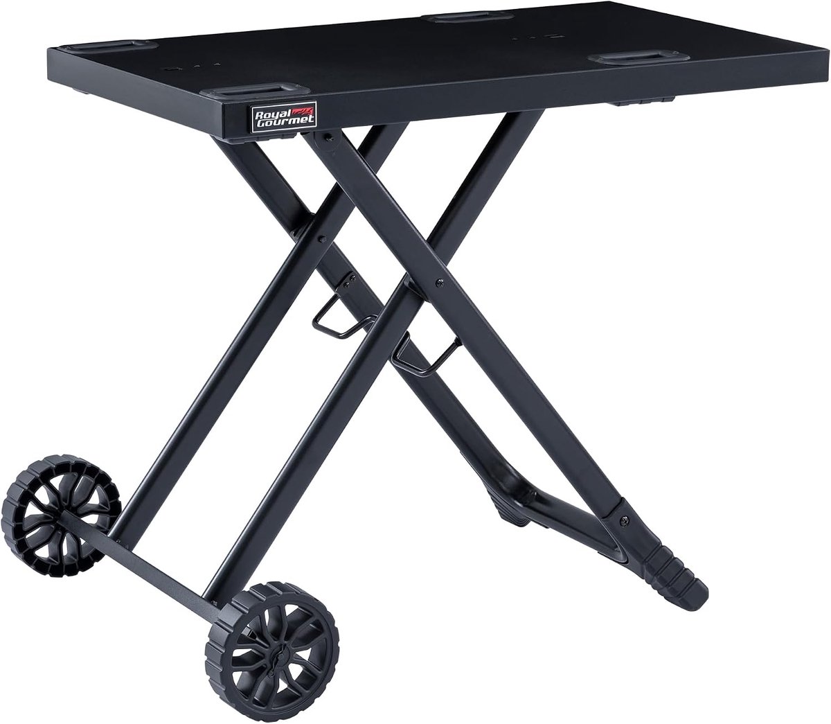 SnelShoppen - Vouwbare Grill Kar voor Royal Gourmet GT2005-F - Barbecue Server Trolley met 2 Haken - 79 x 46,7 cm - Ideaal voor Camping en Tuinfeesten