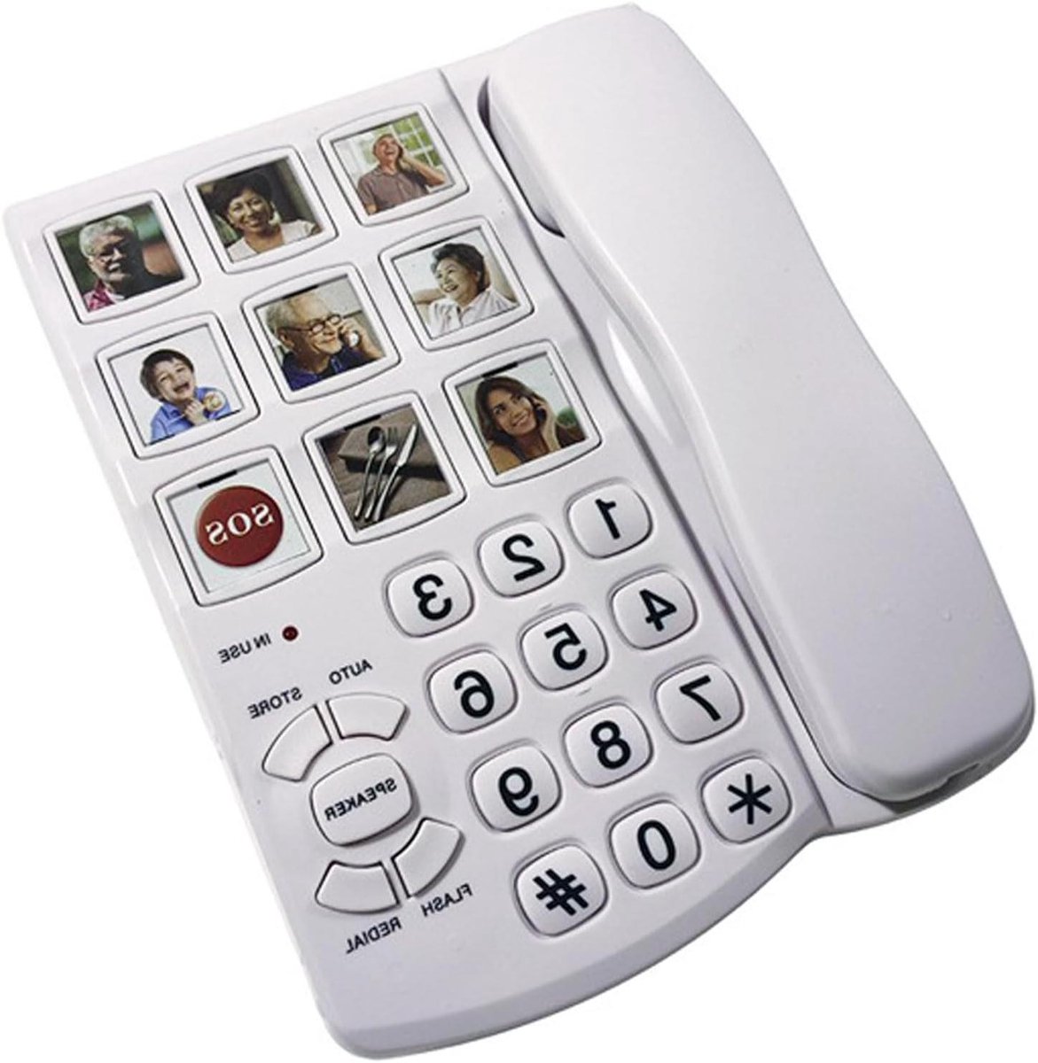 Senioren Telefoon - Hoorondersteuning Telefoon - Eenvoudig Bellen - Extra Grote Knoppen - 23 cm breed - Wit
