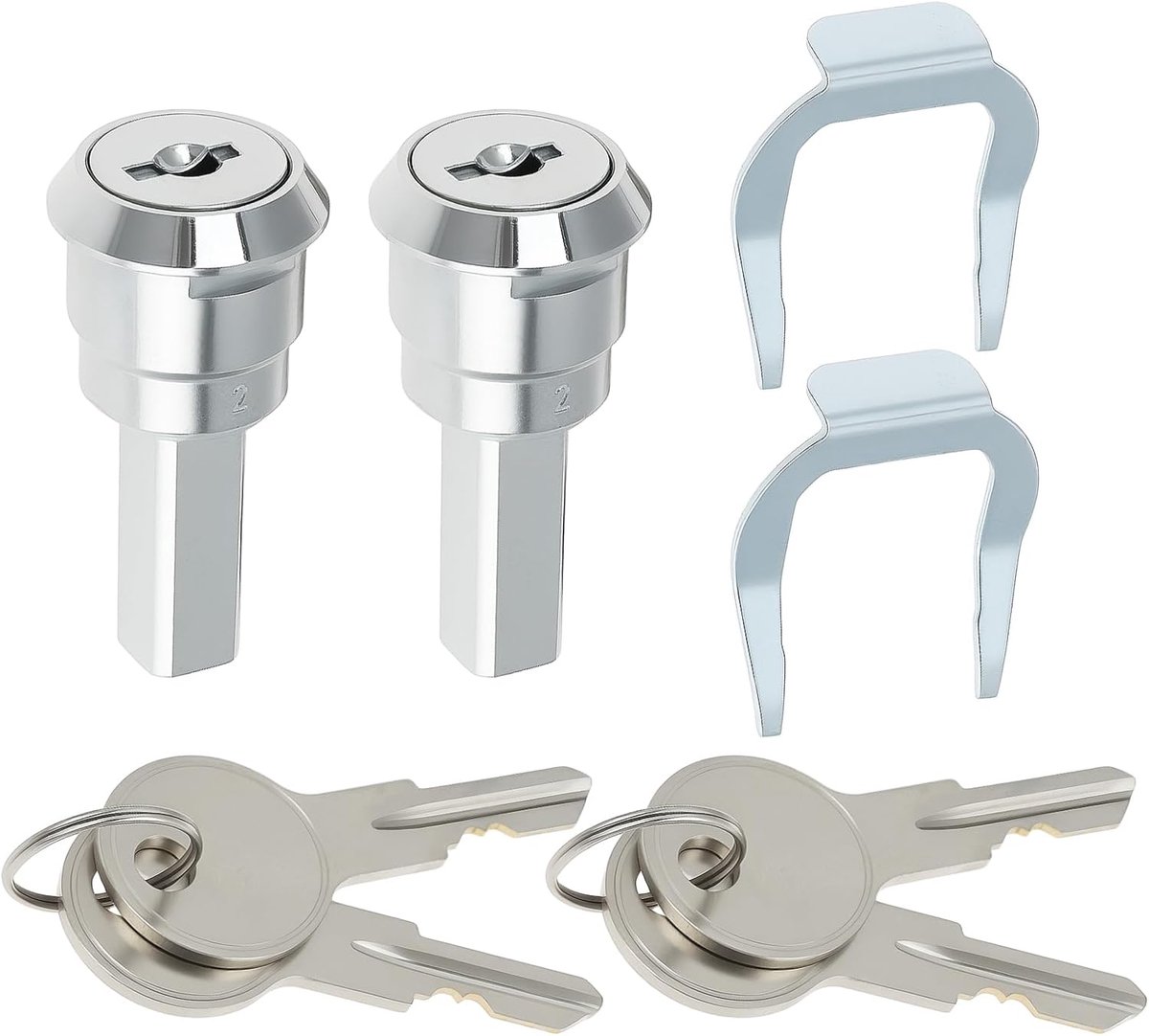 2 Pcs Stainless Steel Toolbox Lock with Fastening Tab and Keys for Steel & Tin Cabinets - ShopVlot