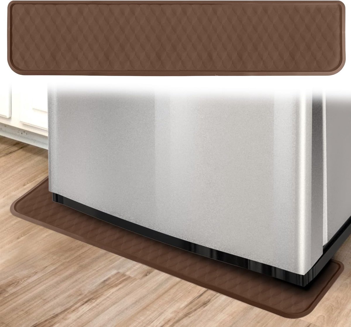 SnelShoppen - Silicone Druppelmat voor Koelkast 95x21.5cm - Antislip Beschermmat voor Koelkast, Wasmachine en Droger - Bruin
