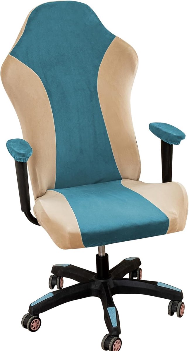 SnelShoppen - Luxe Blauwe Kantoorstoel Covers - Hoge Rekbaarheid en Anti-Slip Computer Gaming Stoel Beschermhoes - Duurzaam Polyester Elastaan - Perfe
