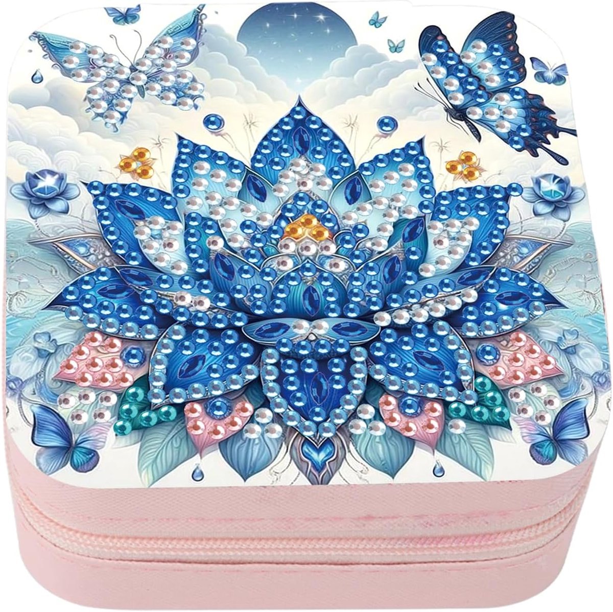 SnelShoppen - Diamond Painting DIY Sieradenbox Reistas Vrouwen Klein Reisjuwelendoosje Draagbaar Sieradenetui voor Oorbellen, Ringen, Stud Oorbellen,