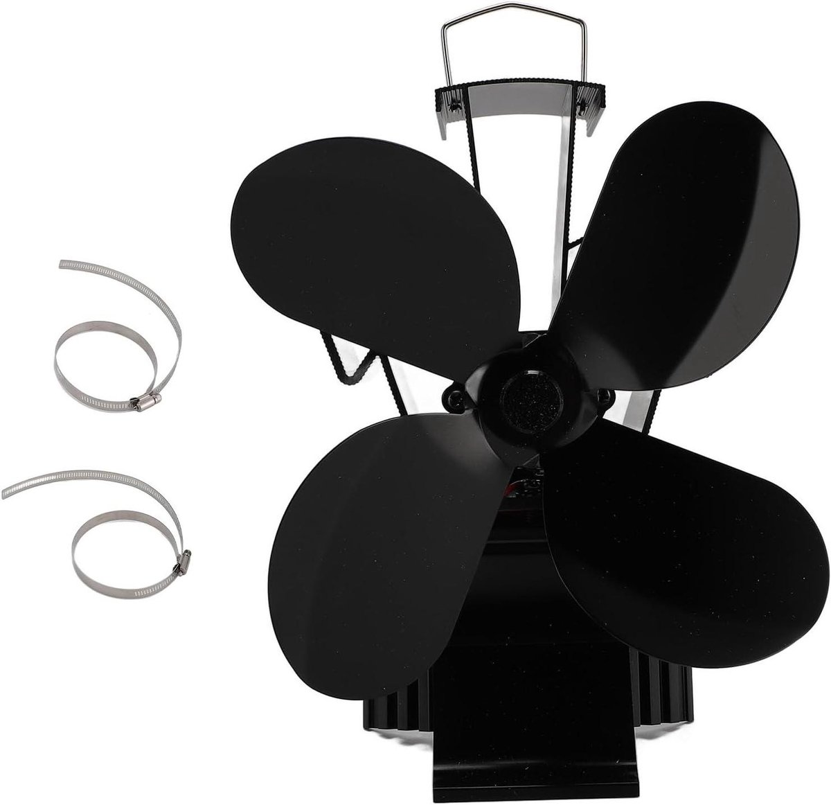 Houtkachel Ventilator - Kachel Fan - Warmte Verspreiden - Automatisch Roterend - 17.2 cm Diameter - Zwart