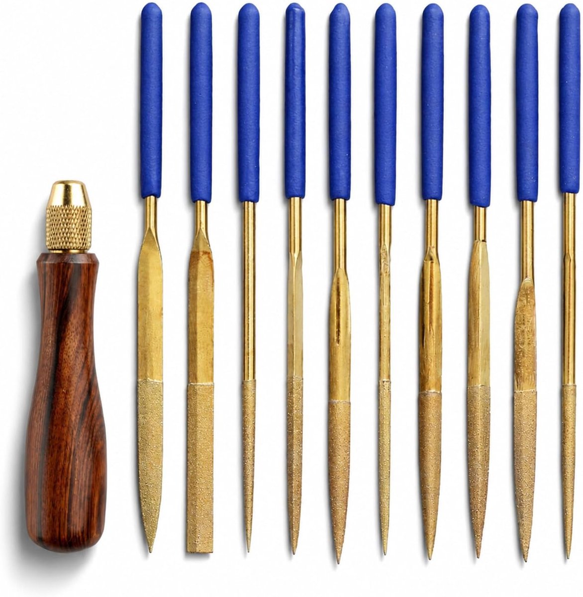 SnelShoppen - Compleet 11-delig Set van Diamant Vijlenset voor Precisie Bewerking van Metaal, Hout, Plastic en Hars - Voor Modelbouw, Handwerken en De