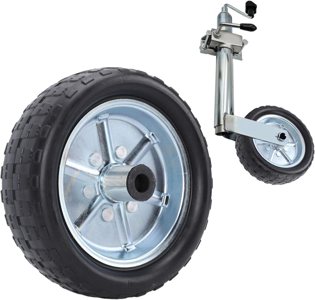SnelShoppen - 10 Inch Trailer Jack Wheel, Vervangend Voor Trailer Tong Jack, Ondersteunt Tot 2000Lbs, 84mm Velg, 20mm Gatdiameter, Robuust en Waterdic
