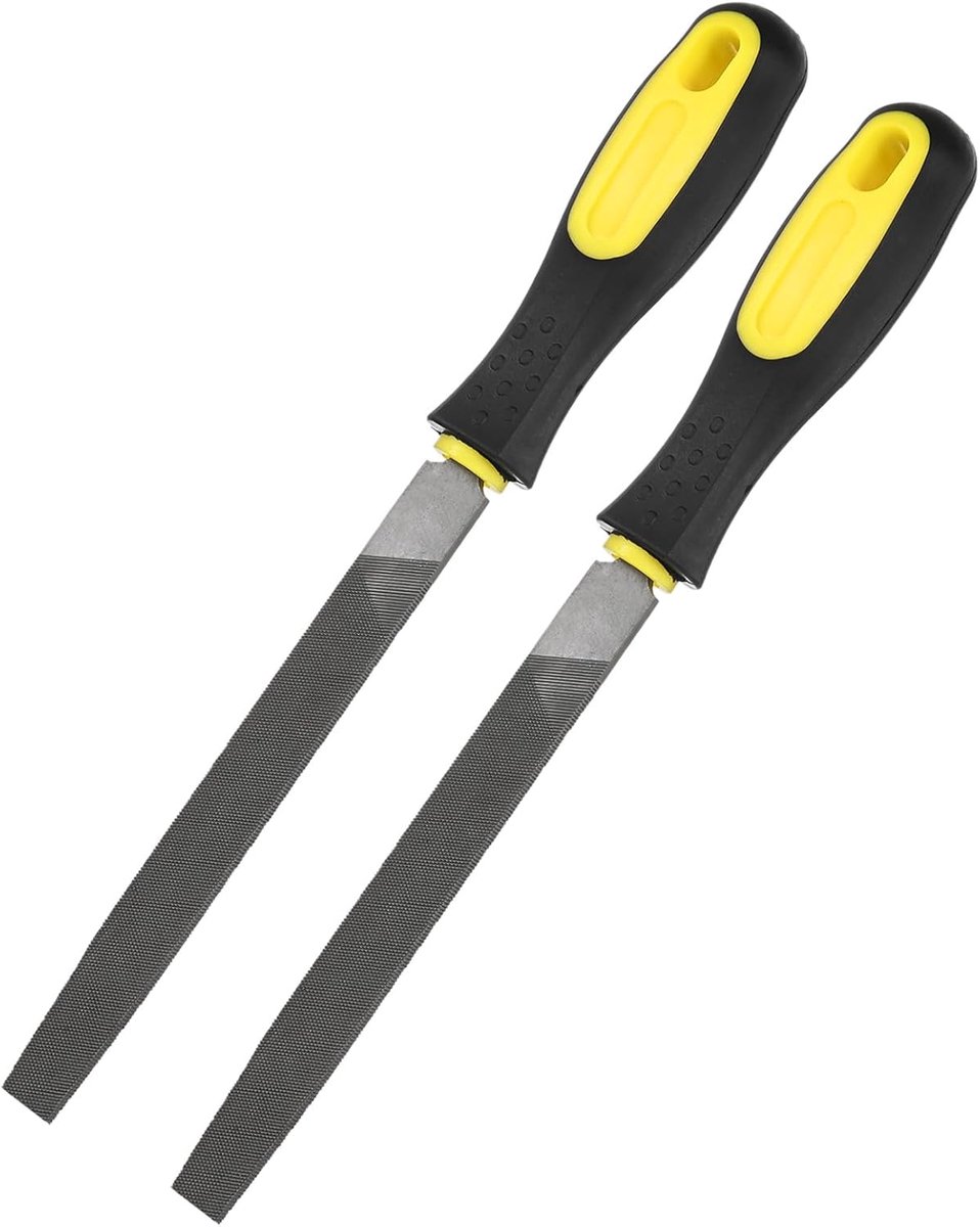 SnelShoppen - 2-Pack Platte Metaal Vijl 15,5cm, Carbon Staal Vijl met PVC Handgreep voor Hout/Metaal/Ceramiek/Glas/Steen/Sieraden/Tegels/Model/DIY/Vij