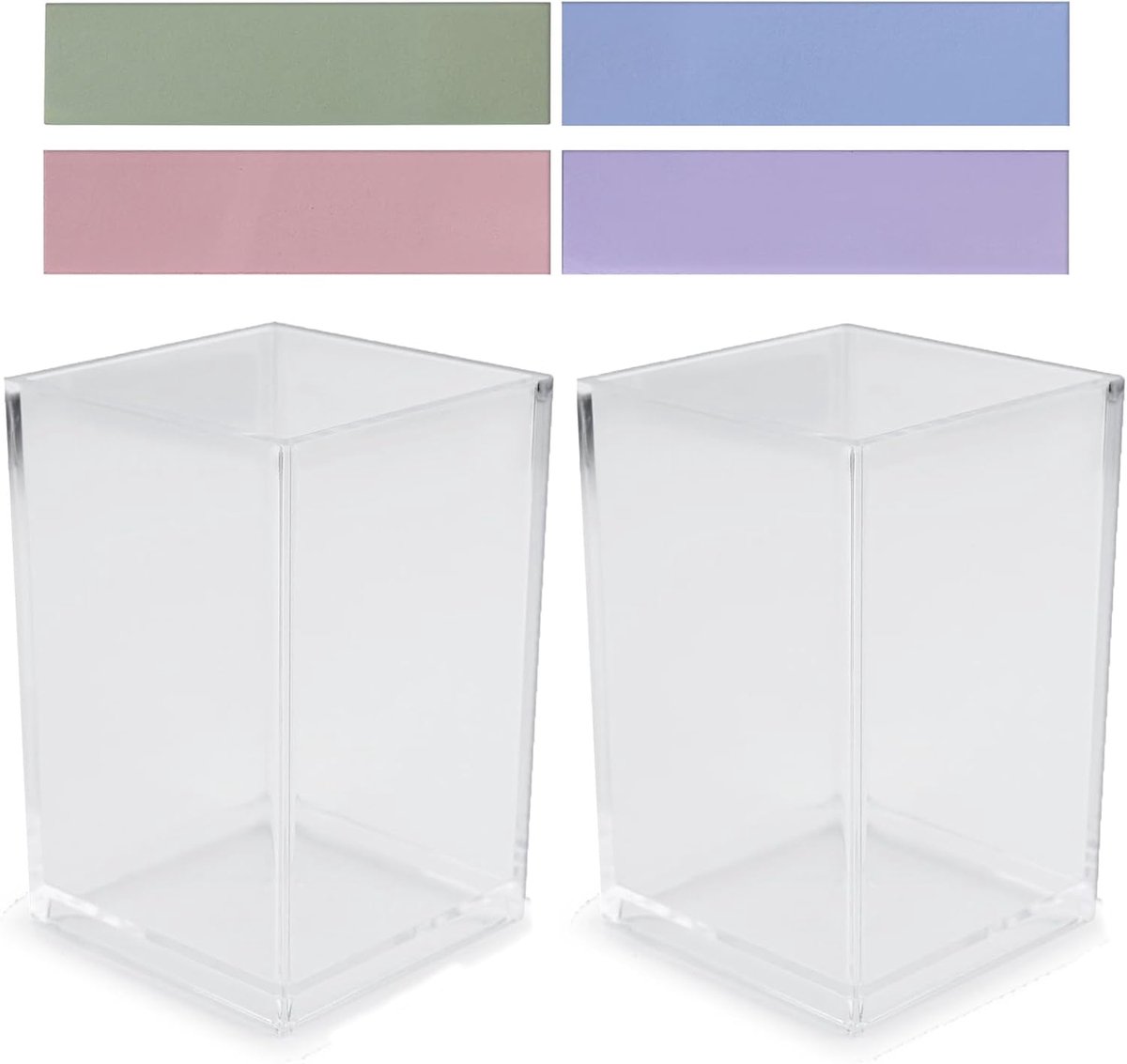 SnelShoppen - 2 Stuks Acryl Penhouders, Potloodhouder Desk Heldere Pennenhouder Make-up Kwastenhouder Organizer voor Kantoor School Thuis, Inclusief S