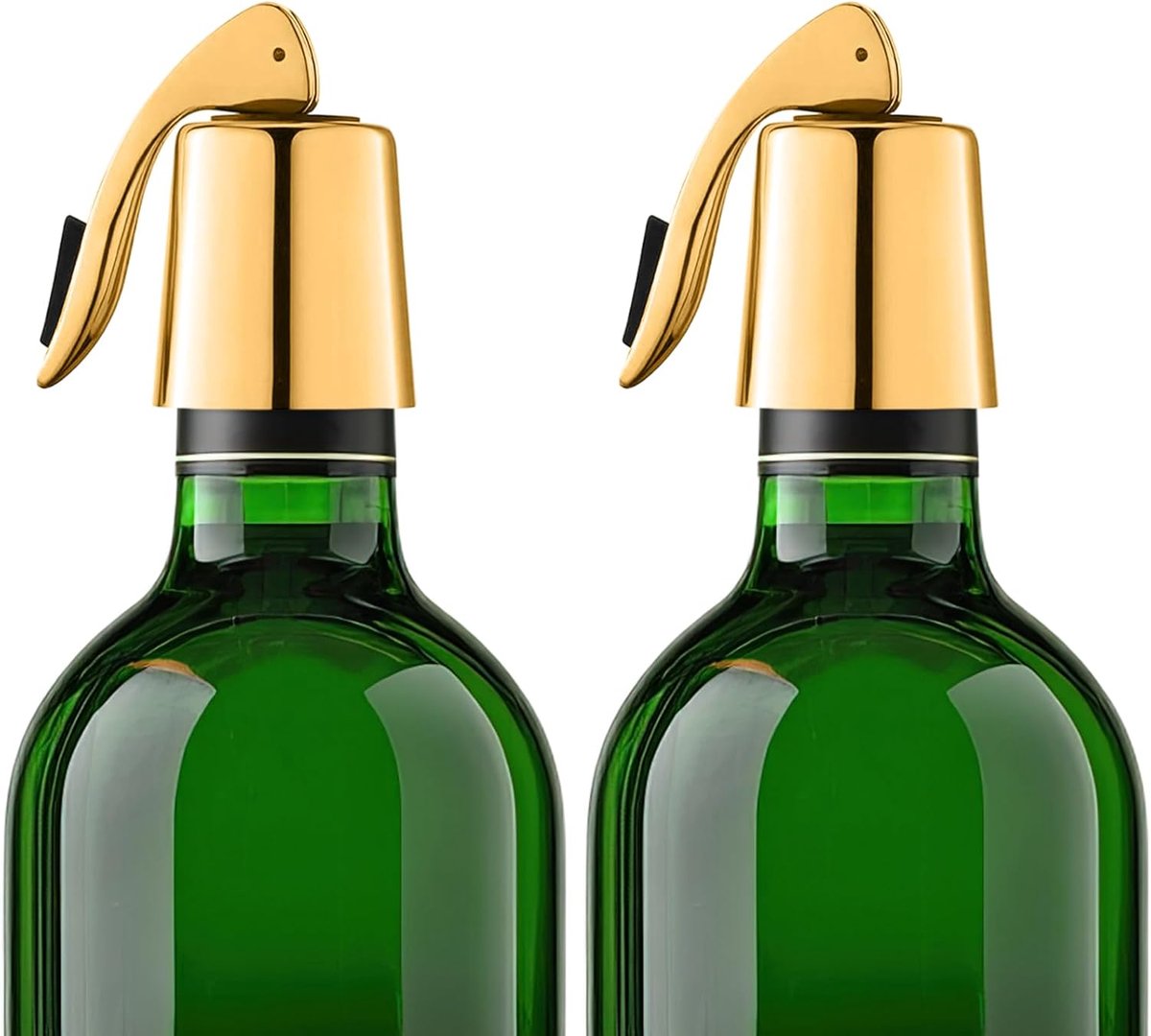 SnelShoppen - Wijnglas Stopper Set van 2, RVS Wijnflessen Doppen, Herbruikbare Wijnstopper met Vacuum Sluiting in Goud, Perfecte Cadeaus voor Wijnlief