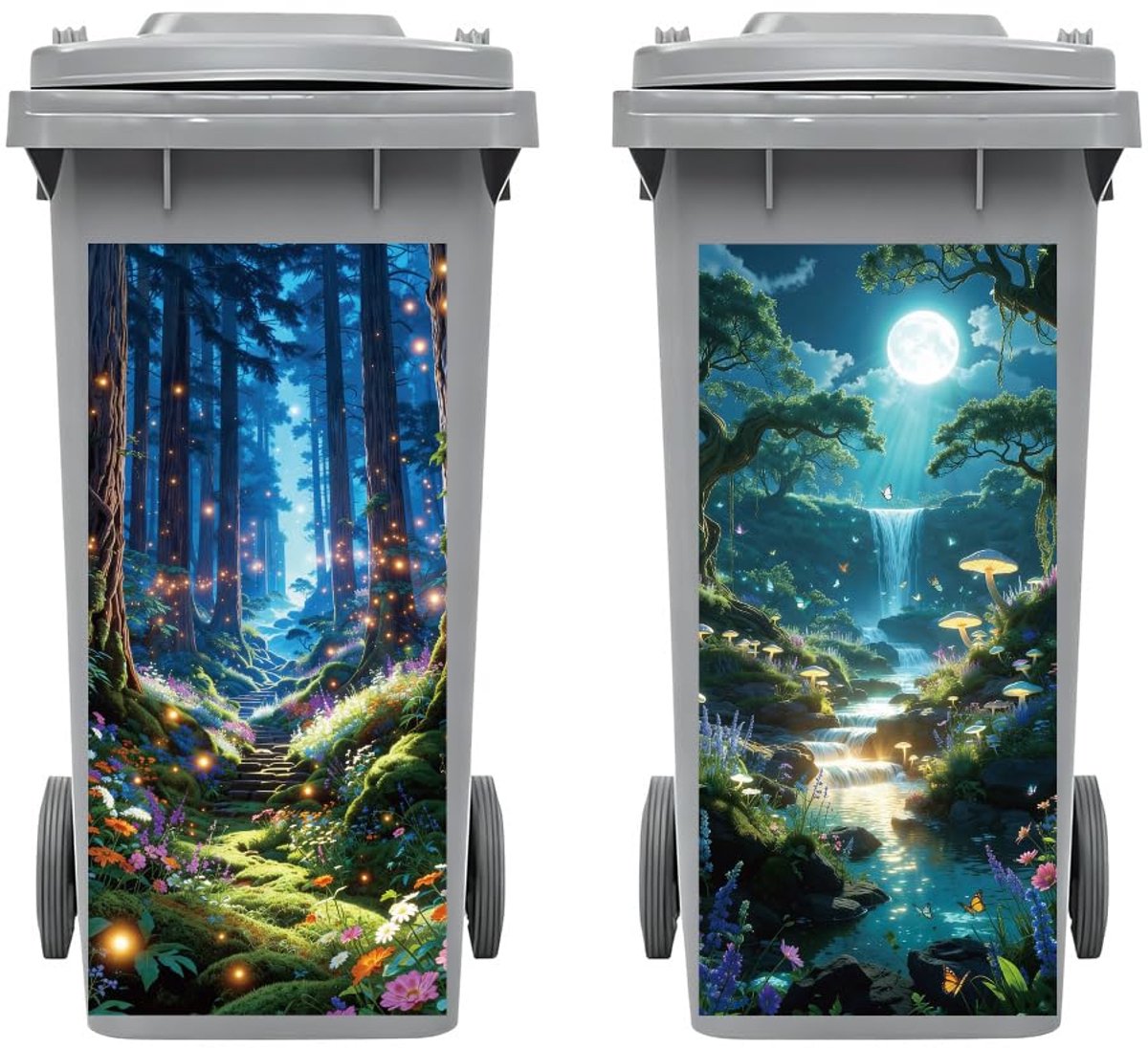 SnelShoppen - Peacoblue Container Stickers 2 Vellen Magische Nacht Glanzend Bos Plakstickers Decoraties, 38cm x 81.3cm Waterdicht Groot Voor Container