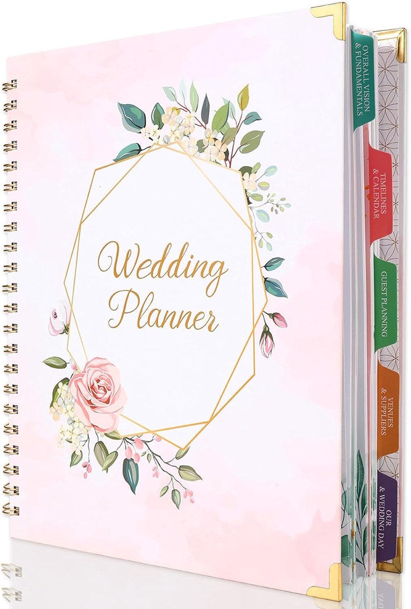 SnelShoppen - Wedding Planner & Organizer - Bruiloft Planner, Gids, Notitieboek, A5 Formaat, Inclusief Checklist, Georganiseerd Trouwen, Wit, Perfect