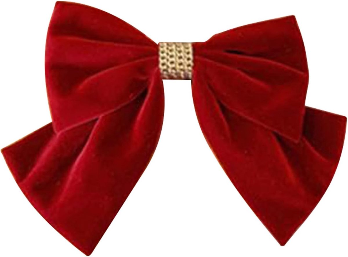 SnelShoppen - Grote Strik Haarclip voor Vrouwen Zwarte Strik Haaraccessoire met Fluwelen Stoffen en Metalen Franse Haarspeld voor Feestdagen en Dageli