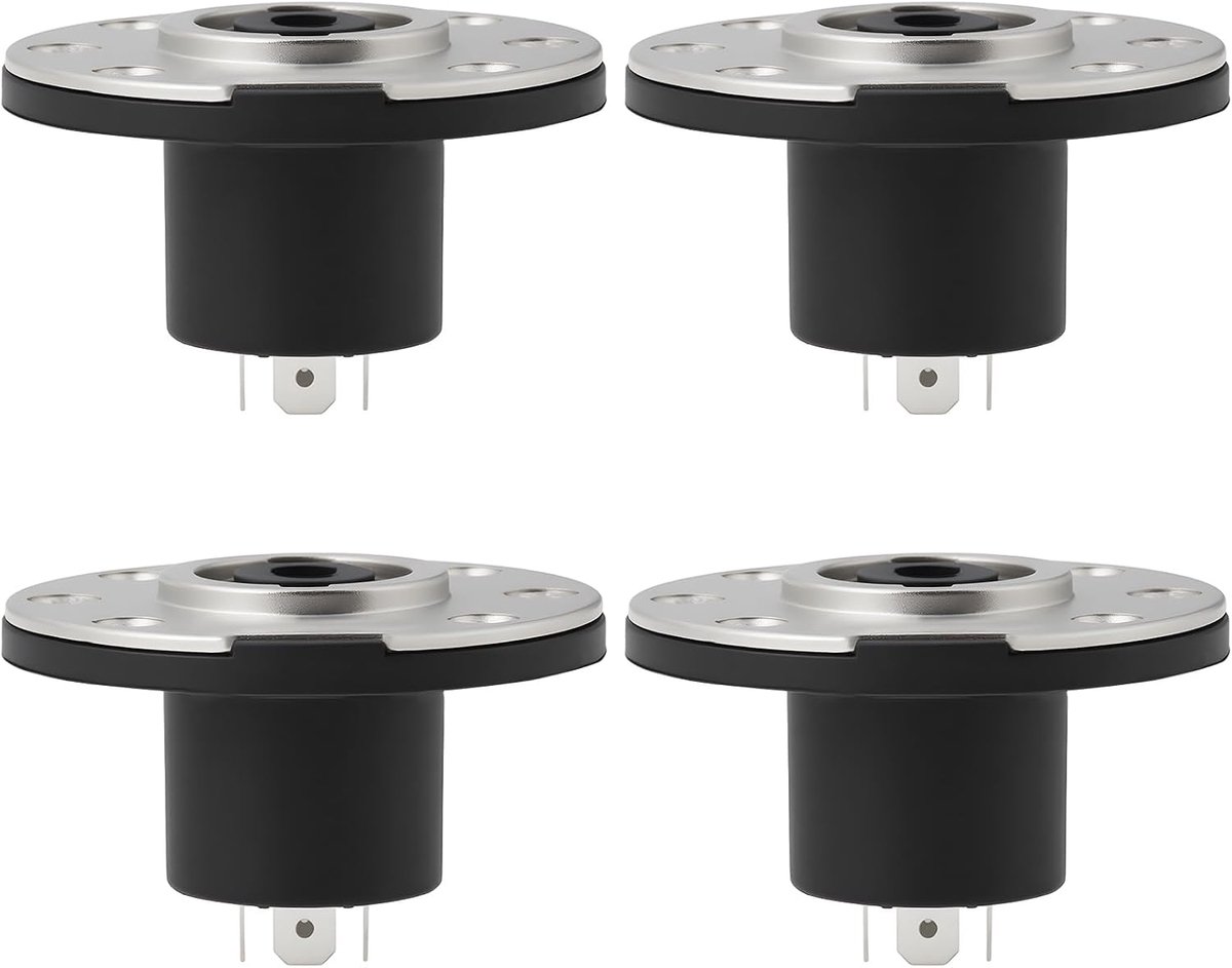 SnelShoppen - 4x 4-pins Ronde Paneelconnectoren voor Luidsprekers, Metalen Connectoren, Neutrik Compatibel, Aluminium Behuizing, Duurzaam en Lichtgewi