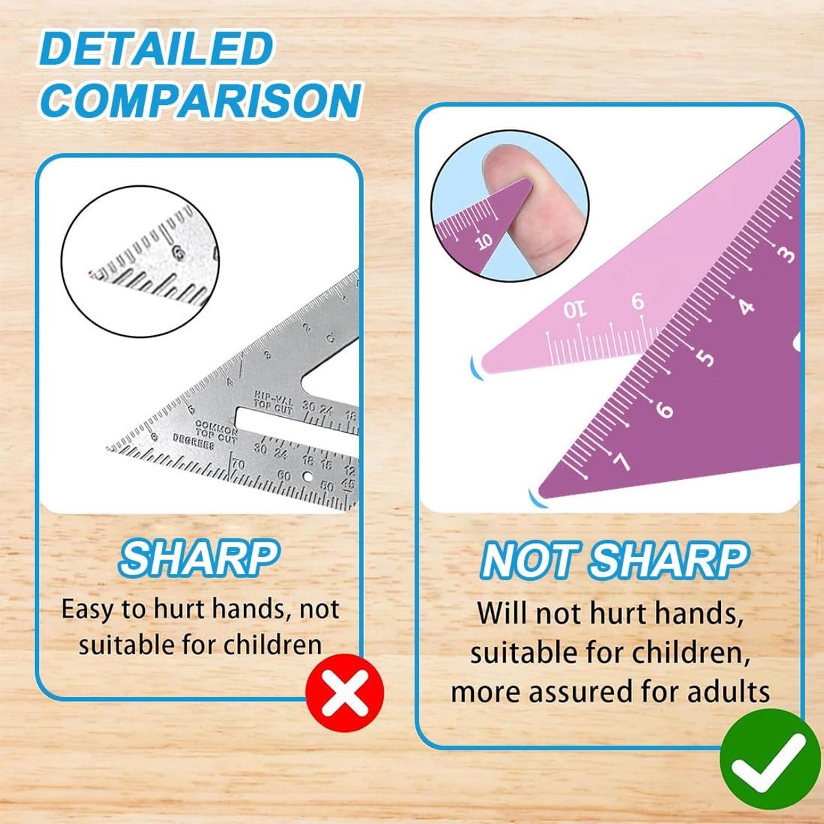 Geometrische gereedschappen set - 4-delige aluminium set - met metalen liniaal - ideaal voor tekenen en meten - ShopVlot