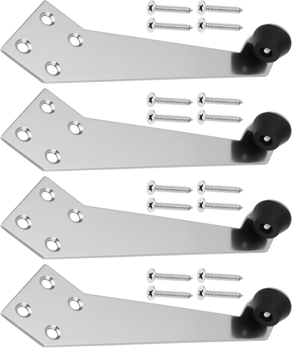 SnelShoppen - 4 Set Open Limiter Deurstopper Buffer Scharnier voor Stille Deurbediening in Roestvrij Staal met Schroeven voor Slaapkamer, Keuken en Wo