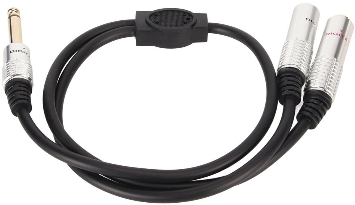 SnelShoppen - 50 Cm Y Splitter Kabel met Aluminium Legering Connectoren, 6.35 Mm Mono Mannelijk naar Dubbele Vrouwelijk, Ideaal voor Versterkers, Micr