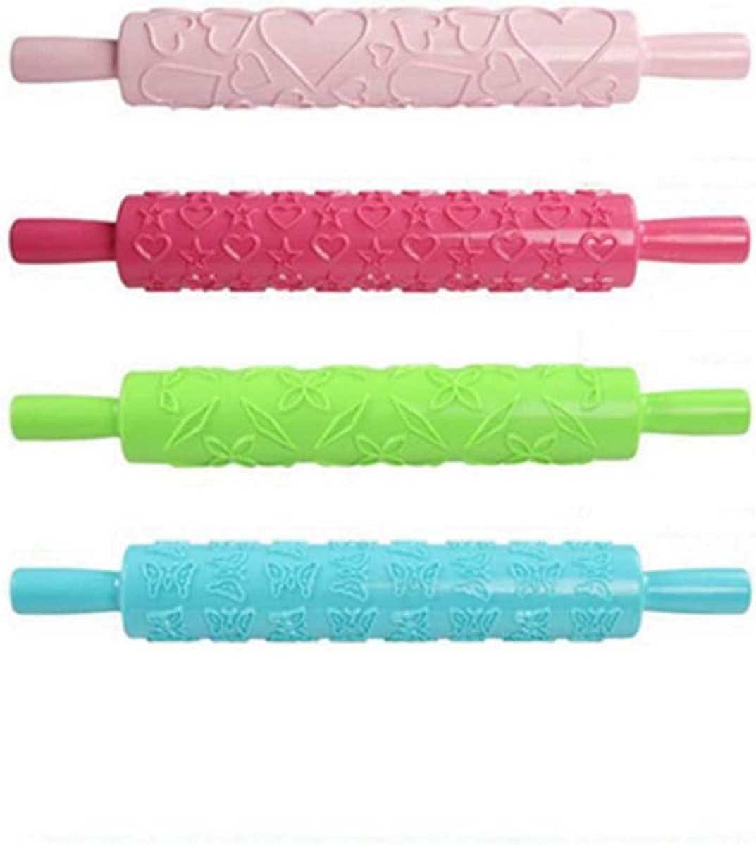 SnelShoppen - Decoratieve Deegroller Set met 12 Patrones, Plastic Embossing Tool voor Koekjes en Gebak, Antikleef Coating, Assorted Kleuren
