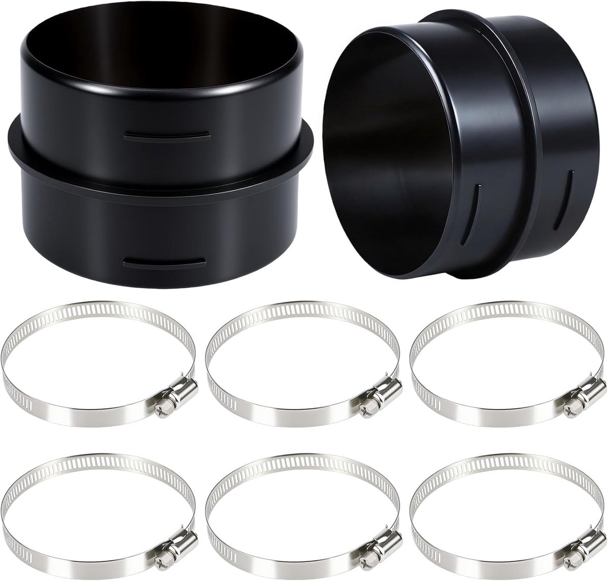 SnelShoppen - 2 Stuks Verbinder Ronde Buizen 75mm, Verbindingsstukken Ventilatiebuizen, Buizenverbinders, Accessoires Voor Hulpverwarmers 75mm, Inclus