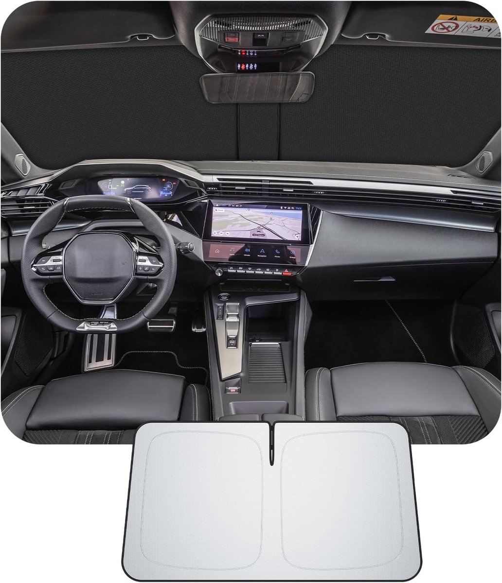 SnelShoppen - Zonnebescherming voor Peugeot 308 SW 2021-2026 - Zonnekap voor Voorruit - Auto Zonnevisier Accessoires - Volledige Interieur Bescherming