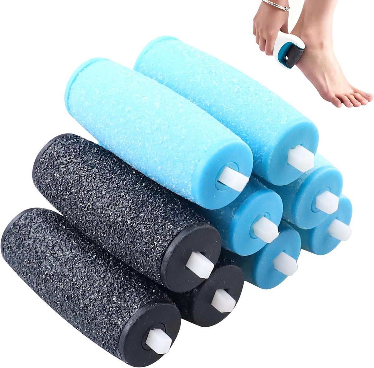 SnelShoppen - 9 Stuks Callus Remover Vervangrollen voor Elektrische Voetvijl - Pedicure Rollers met 3 Verschillende Ruwheidsniveaus voor Effectieve Ee