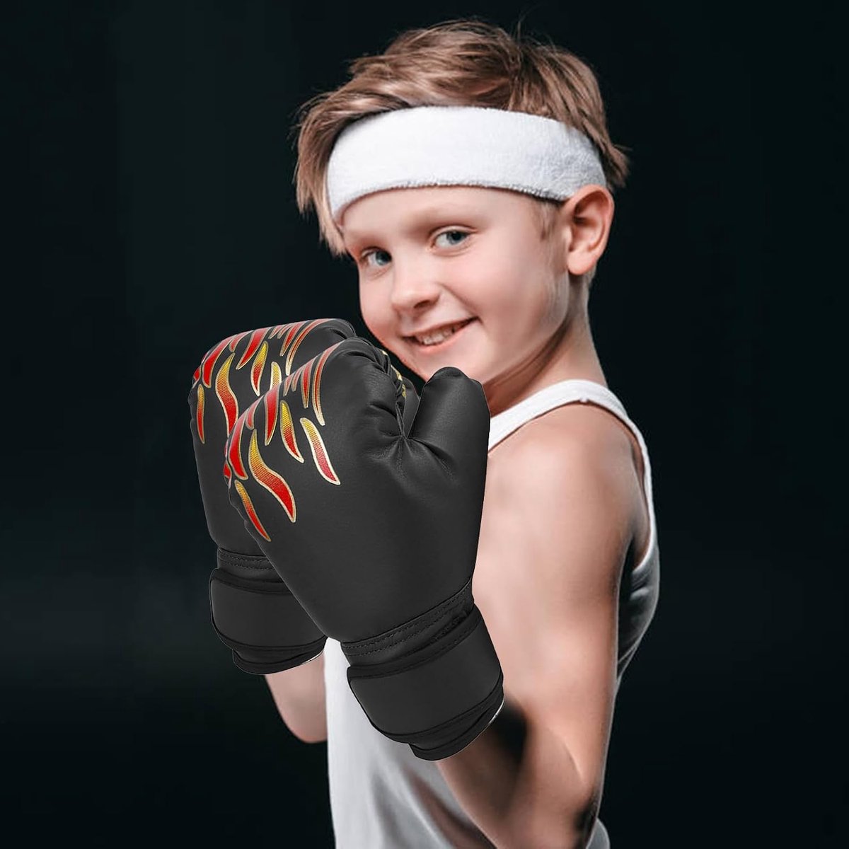 Bokshandschoenen Kinderen - Trainingshandschoenen Boksen - Sporttraining Uitoefenen - Half Vinger Ontwerp - Kindermaat - Zwart