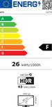 Energie-etiket F, 26 kWh/1000h, met specificaties 2560x1440, 69cm, 27 inch.