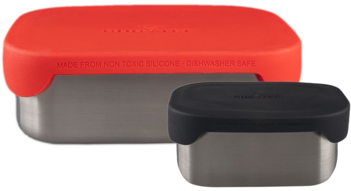 Rubytec Superhero Duo Lunchbox - 0,8 L + 0,3 L - RVS Broodtrommel - Vaatwasserbestendig - Inclusief verdeler - 17.3 x 13.3 x 6.2 cm - Rood
