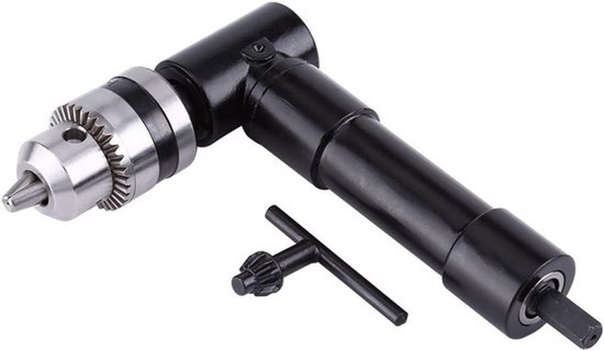 Adapter voor boormachine van aluminium, rechthoekig 90 graden, voor accuschroefmachines met 8mm zeskant shank, ideaal voor zelfborende schroeven en precisiewerk.