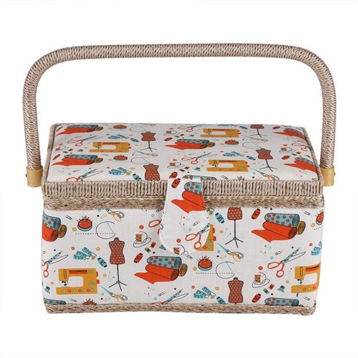 Opbergdoos 27.8 x 18 x 14.5 cm - Opbergdoos met deksel - Opbergdoos met vakjes - Kleding organizer - Decoratieve opbergbox - Voor huis en reizen - Naaiaccessoires