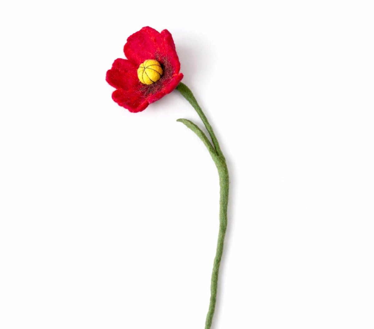 Vilten Bloem Rode Klaproos - Decoratieve Tak