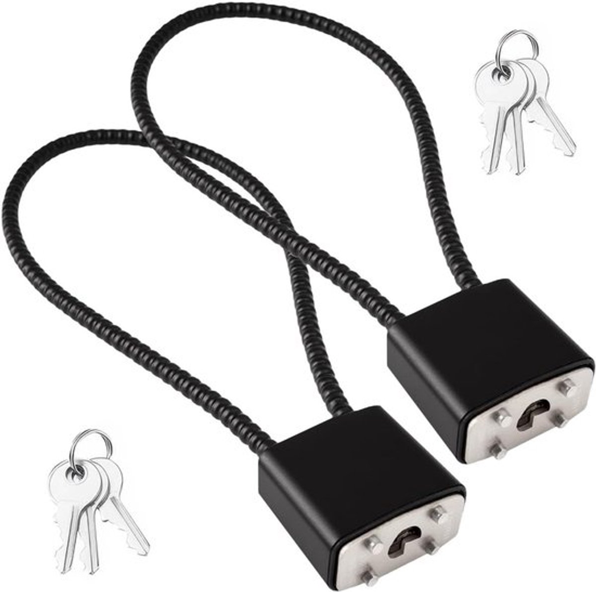 2 stuks kabelslot met sleutel - robuust hangslot met lange beugel - kabelbinder slot fiets - draadslot hangsloten met sleutel voor koffer - poort - fiets - kluis - veilig en duurzaam