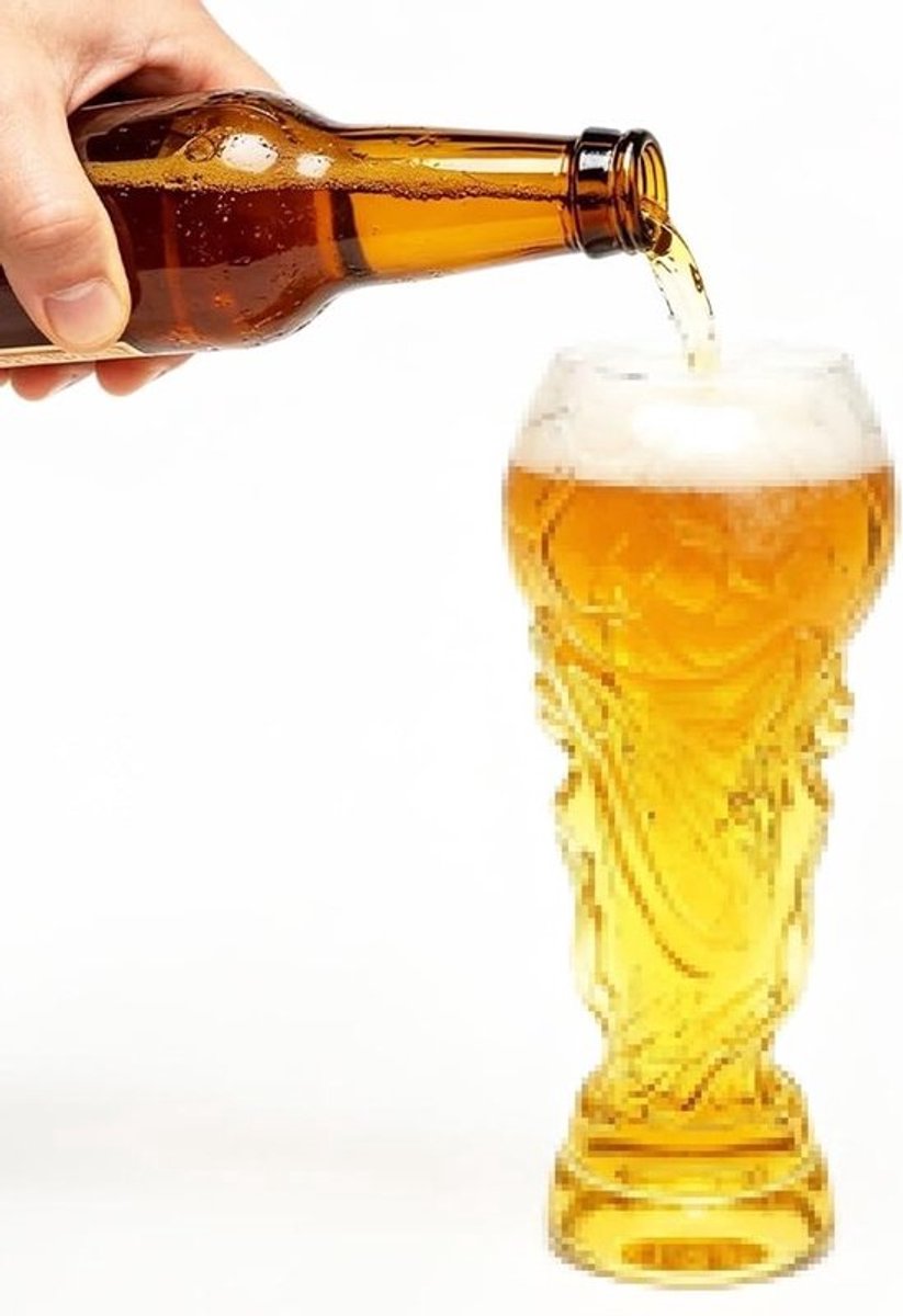 Glazen Bierpul voor Voetbalfans, Perfect voor WK 2026, Grappige Cadeaus voor Mannen, Ideaal voor Bier en Cocktails (800 ml)