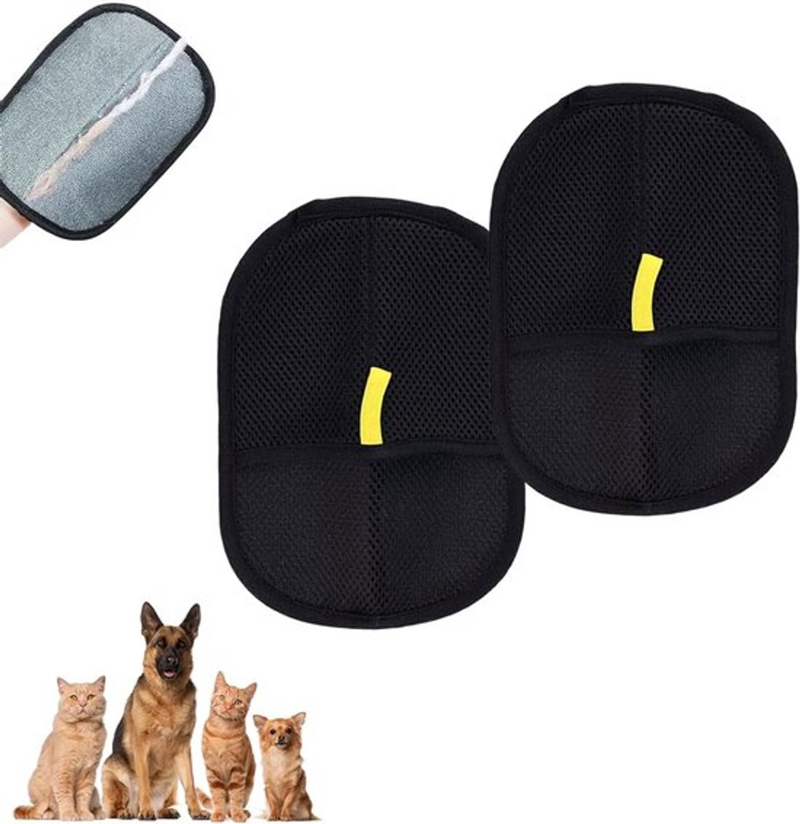 Dubbele Zijde Verzorgingshandschoenen voor Huisdieren - Herbruikbare Haarverwijderaar voor Katten en Honden, Ideaal voor Meubels en Kleding