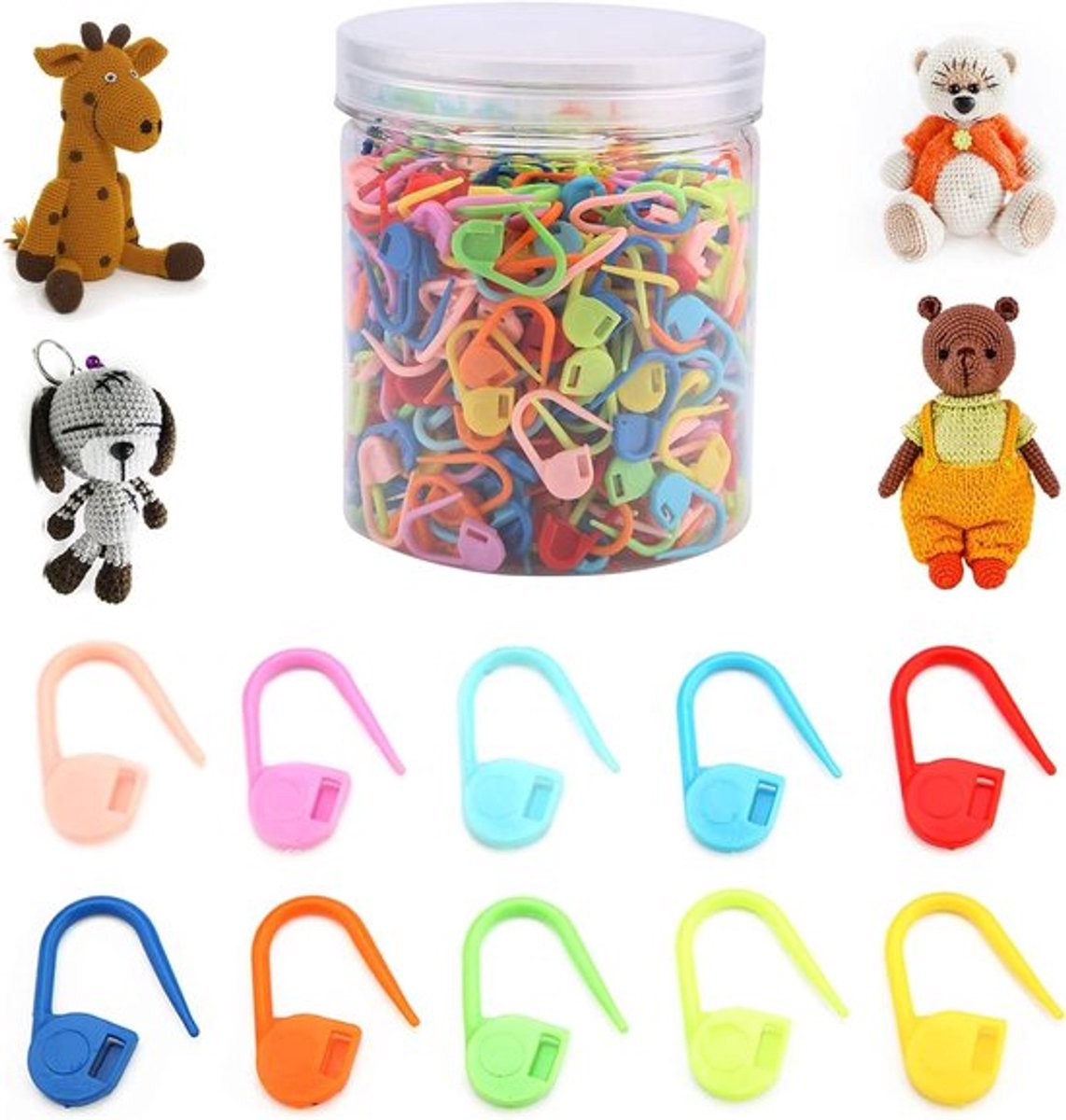 500 stuks steekmarkeerders in 10 kleuren, haakmarkeerders, locking steekmarkeerders met opbergdoos voor breien en handwerk accessoires