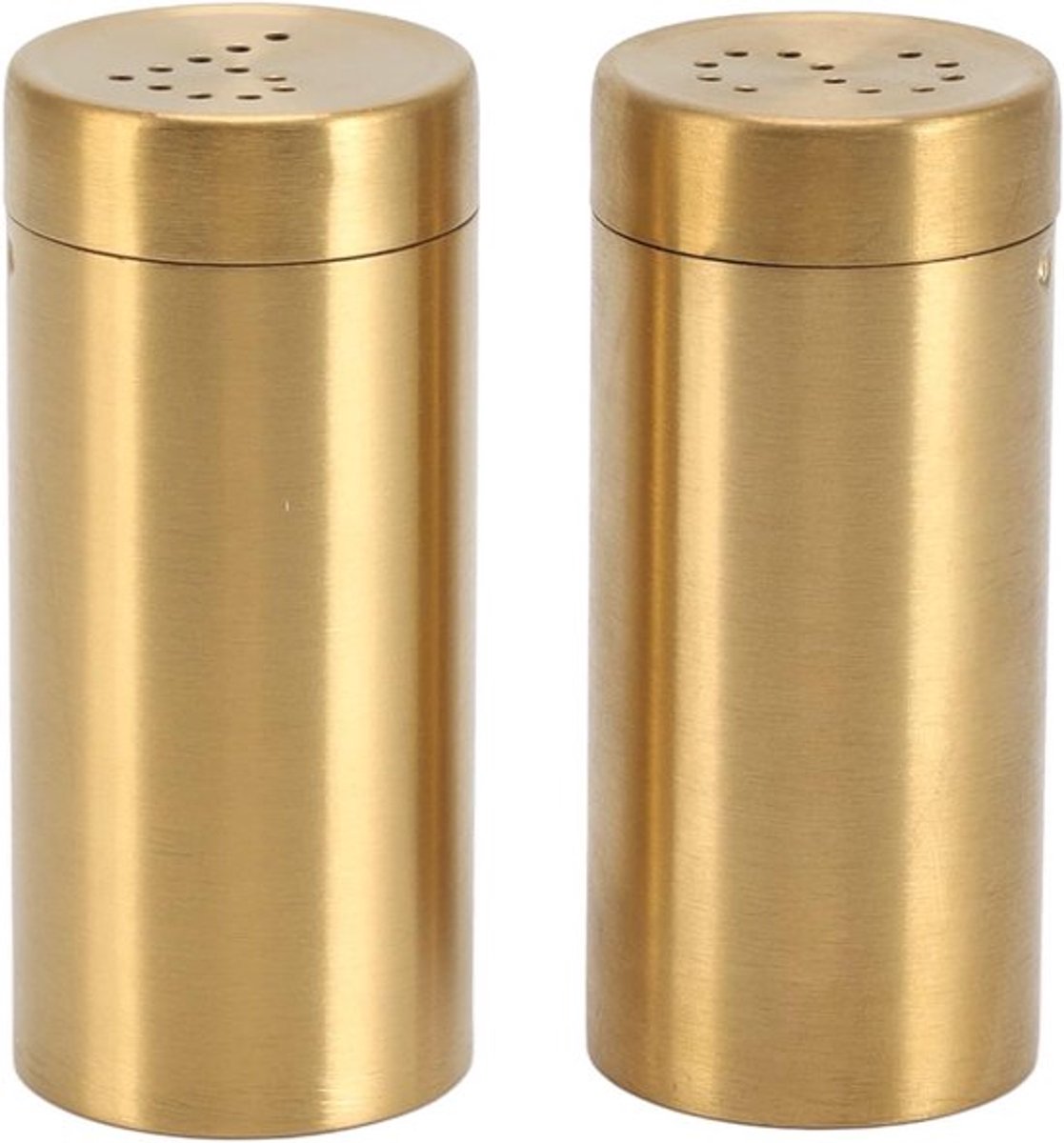 Set van 2 Gouden RVS Zout- en Peperstrooiers - Perfect voor Specerijen en Kruidenshakers, Vulbaar met Zout en Poeder