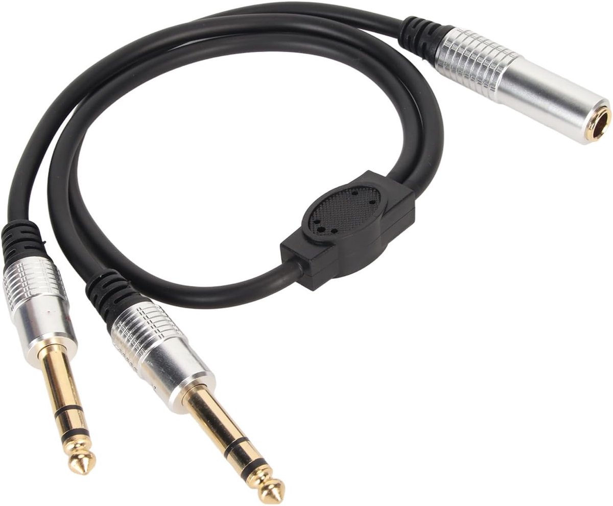 SnelShoppen - 6.35mm Splitter Y Kabel, 1/4 Inch Mono Female naar Dubbele 1/4 Inch Male Splitterkabel met Goud Geplateerde Connectoren voor Versterkers